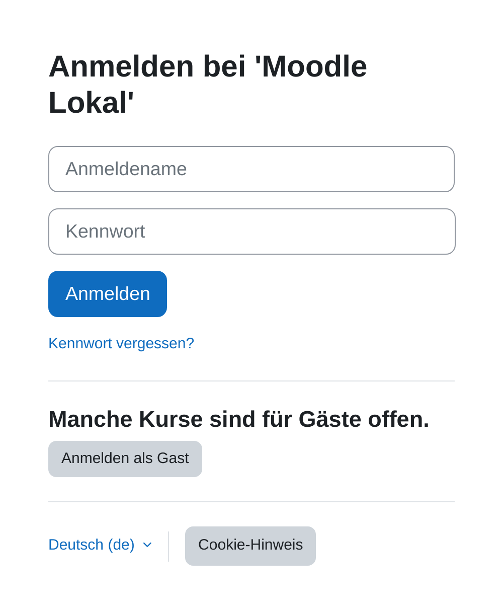 Anmeldeformular mit den Feldern Anmeldename und Kennwort, der Schaltfläche Anmelden und dem Link „Kennwort vergessen?“